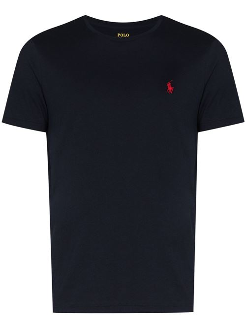 T-shirt in cotone blu inchiostro con logo Polo Ralph Lauren | 710680785004